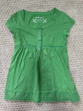 Mossimo Supply Co. Green Short Sleeve Henley Top with Lace Trim